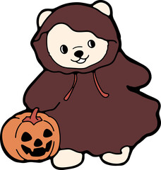 happy Halloween cute cartoon hand-drawn illustration lovely