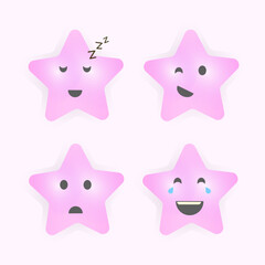 set of pink stars with faces