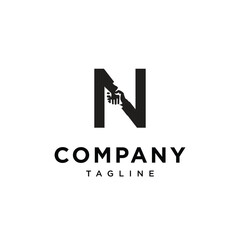 Letter N Hand Shake logo icon vector template.eps