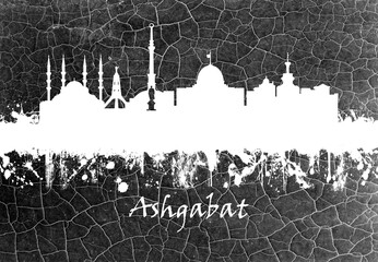 Ashgabat skyline B&W - obrazy, fototapety, plakaty