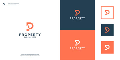 Creative building real estate logo, Abstract letter P logo design
