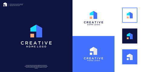 Colorful home real estate logo. construction architecture building logo design