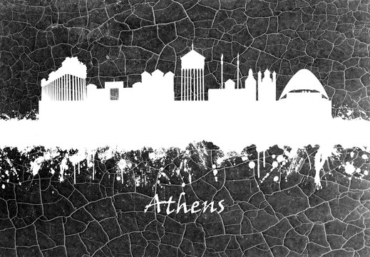Athens Skyline B&W