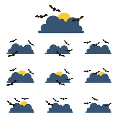 set of halloween cloud with bat