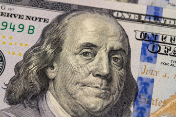 Obraz na płótnie Canvas One hundred American dollars close-up, American genuine cash
