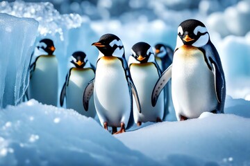 Delightful penguins, a polar favoring, portrayed in chilly wonderland tremendous scale. Creative resource, AI Generated