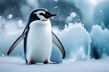 An charming penguin captured in chilly wonderland immense scale. Creative resource, AI Generated