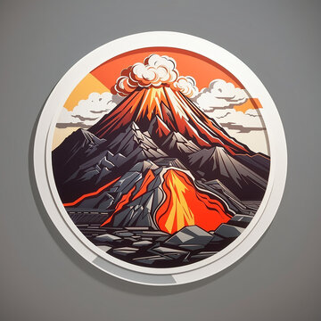 volcano stiker 2D logo