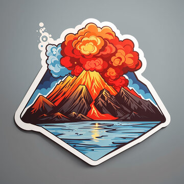 volcano stiker 2D logo