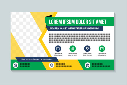Abstract green yellow banner design web template set. Horizontal header web banner. Vector abstract graphic design banner pattern background template. space for photo collage. mosaic modern layout