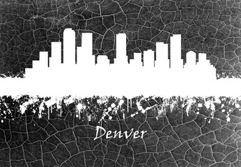 Denver Skyline B&W - obrazy, fototapety, plakaty