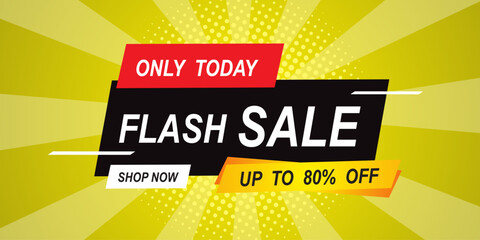 Flash sale banner template design for web or social media.