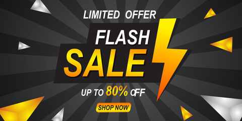Fototapeta premium Flash sale banner template design for web or social media.