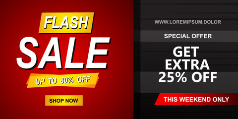Flash Sale banner template design for social media and website. Special Offer Flash Sale Campaign