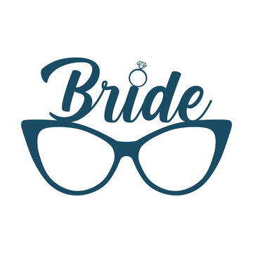 Glasses With Bride Diamond Ring Svg Cut File. Isolated Vector Illustration.