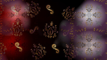 pattern with interesting doodles on colorfil background. Pano. Raster illustration.