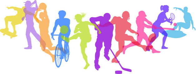 A sport active fitness sports healthy lifestyle silhouette people silhouettes set