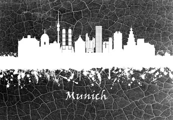 Munich skyline B&W - obrazy, fototapety, plakaty