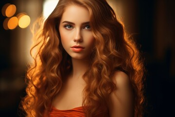 Naklejka premium Pretty woman glowing skin light. Generate Ai