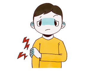 腕をさする男性のイラスト素材