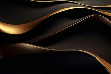 Beautiful dark luxury background with the addition of gold color in the appearance of waves. generative ai
