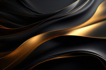 Beautiful dark luxury background with the addition of gold color in the appearance of waves. generative ai
