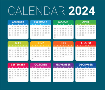 2024 year calendar full editable vector file, eps