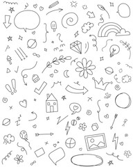 Illustration Vector of Cute Doodle, Hand Drawn Set of Cute and Funny Doodle for Decoration
