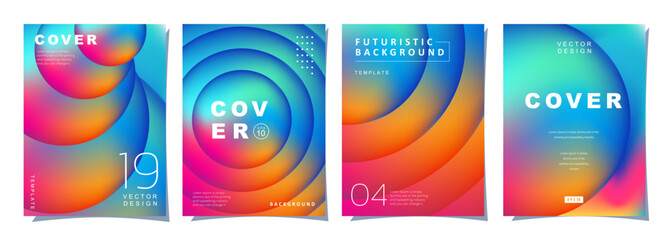 Set of creative covers or posters concept in modern style for corporate identity, branding, social media advertising, promo. Cover design template with dynamic gradients.
