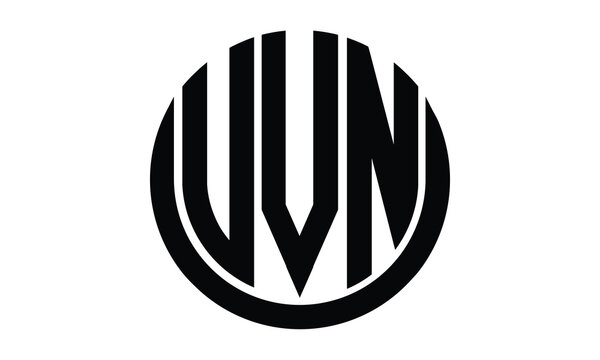 UVN shield in circle logo design vector template. lettermrk, wordmark, monogram symbol on white background.