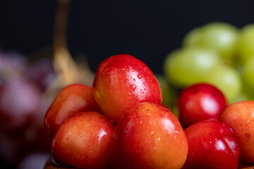 Sweet fresh cherries with other products