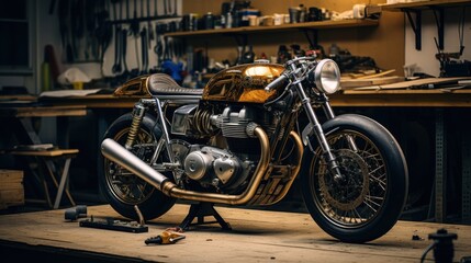 Customize an Old School Cafe Racer motorcycle in a home workshop.