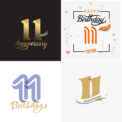 11 years anniversary vector number icon, birthday, anniversary design © Endang