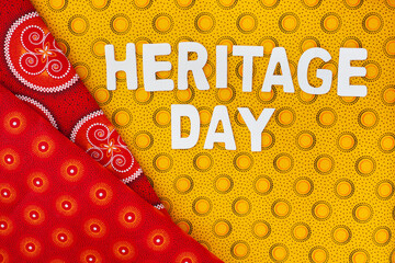 
Heritage Day South Africa. Heritage Day written in white letters with iconic South African printed...