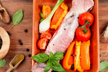 Fresh raw pork tenderloin fillet.