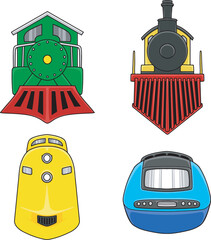 front view of the train cartoon illustration