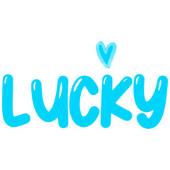 Lucky with heart icon is a positive word that stimulates or express an emotion.