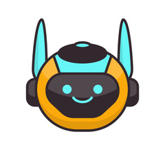 Robot Head Avatar Vector Design. Cartoon Robot Head Icon