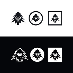 vector, sets, cypress monster logo, ape logo, cypress logo, gorilla, circle, square, geometric, frame, black and white