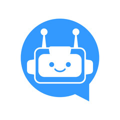 Robot Chat Bot Vector Design. Robotic Assistant icon isolated on bubble speech sign
