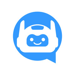 Robot Chat Bot Vector Design. Robotic Assistant icon isolated on bubble speech sign