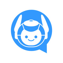Robot Chat Bot Vector Design. Robotic Assistant icon isolated on bubble speech sign