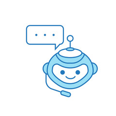 Chatbot Icon or Virtual Assistant Icon Design with Bubble Speech and Headset