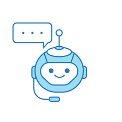 Chatbot Icon or Virtual Assistant Icon Design with Bubble Speech and Headset