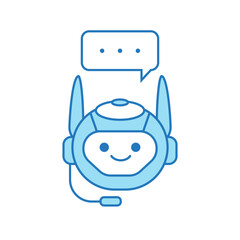Chatbot Icon or Virtual Assistant Icon Design with Bubble Speech and Headset