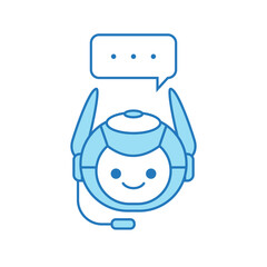 Chatbot Icon or Virtual Assistant Icon Design with Bubble Speech and Headset