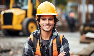 Young and Determined: Construction Worker in Hard Hat