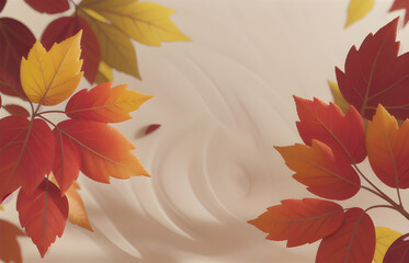 beautiful red autumn leaves with pastel background ai generated
