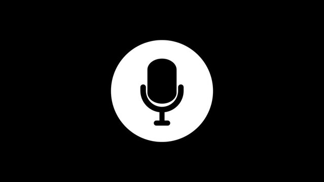 Voice recording podcast mic microphone button icon animation. audio microphone icon animation. 
