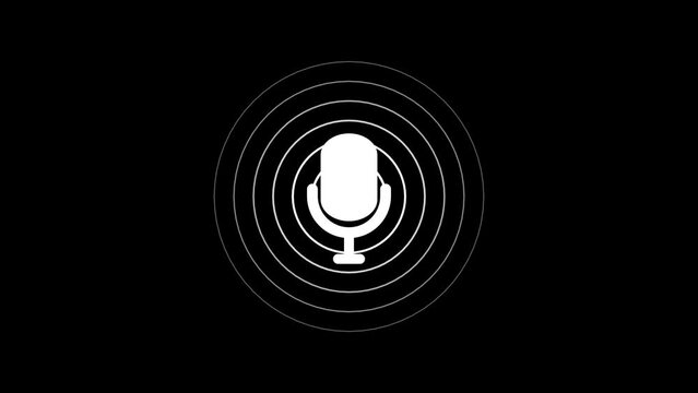 Voice recording podcast mic microphone button icon animation. audio microphone icon animation. e_700